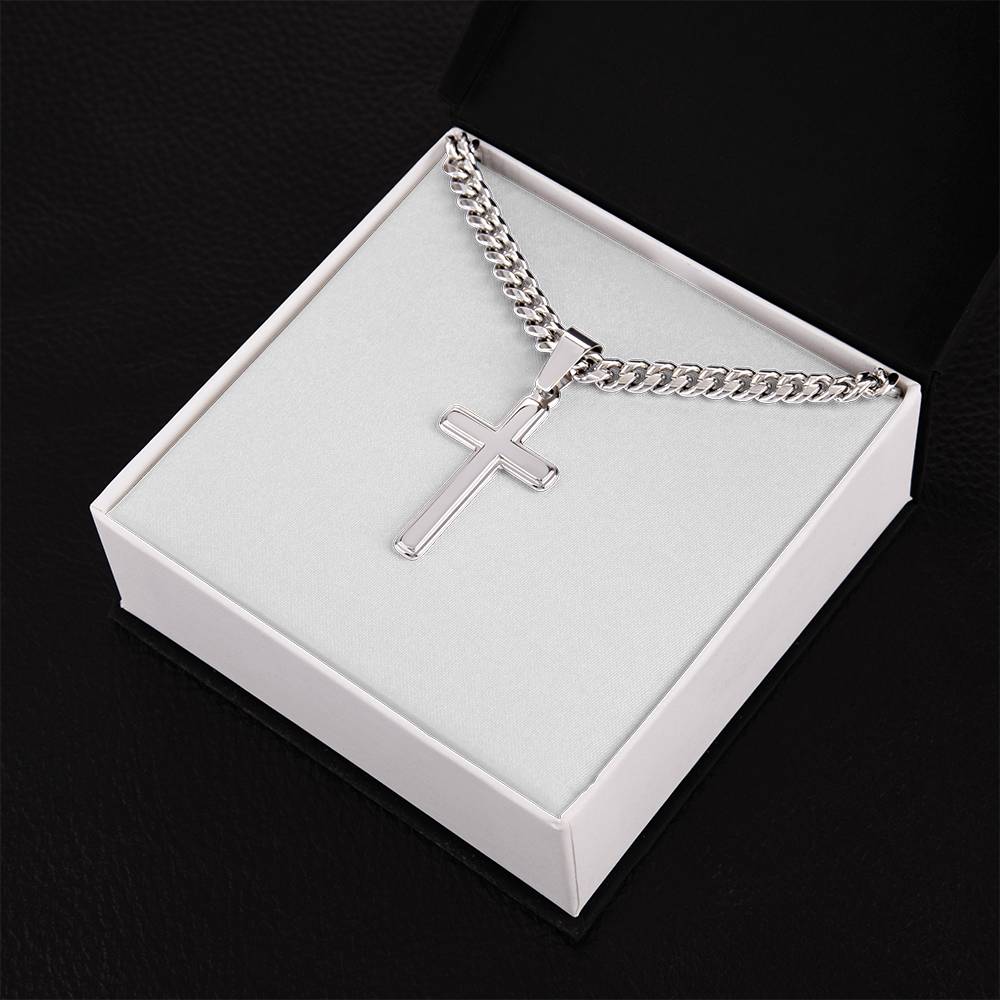 Cuban Chain with Artisan Cross Necklace